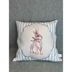 Sewing Down South Bunny Rabbit Blue Stripe Decorative Throw Pillow Craig Conover